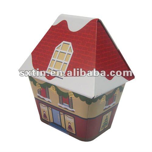 House shaped tin cans